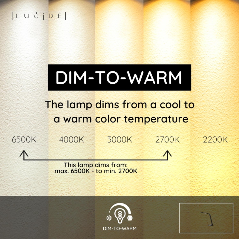 Lucide VARIO LED - Stolná lampa - LED Dim. - 1x8W 6500K - Čierna